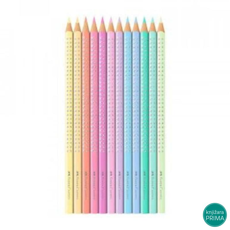Drvene bojice 12 FABER CASTELL grip sparkle pastel u metalnoj kutiji 