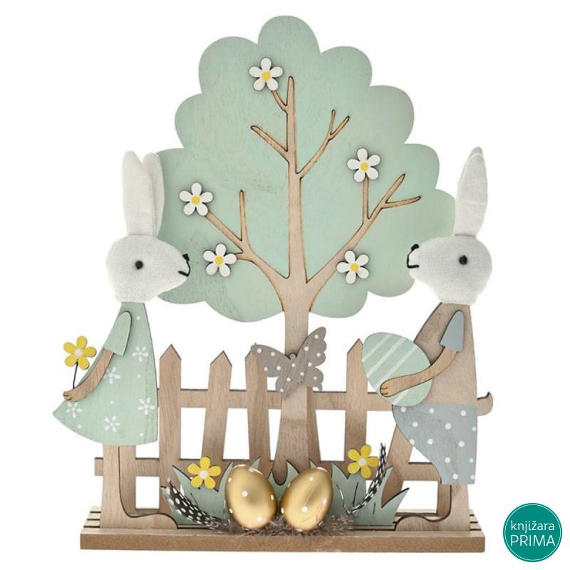 Uskršnja drvena dekoracija sa zekama 