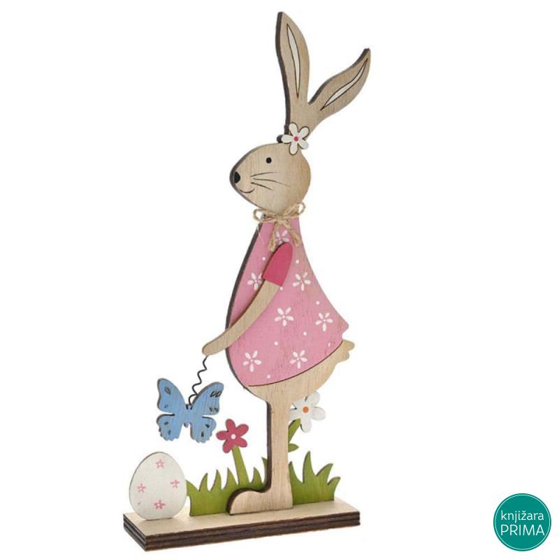 Uskršnji drveni zeka roze 