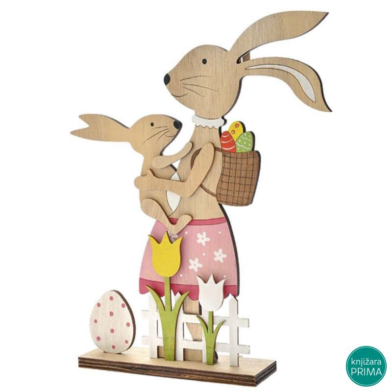 Uskršnja drvena zečica roze 