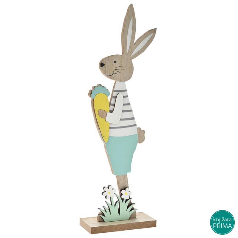 Uskršnji drveni zeka plavi sa šargarepom 