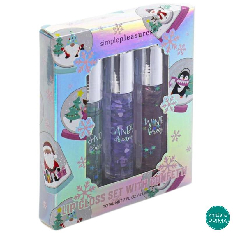 Sjaj za usne set 3 SIMPLE PLEASURES Confetti snowflake 