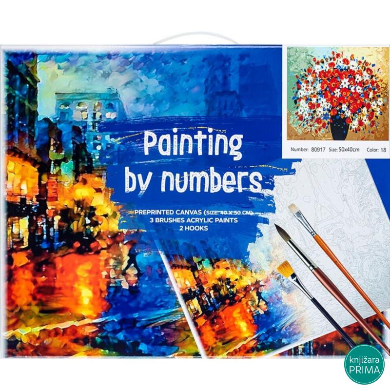 Bojenje po brojevima - Buket crveni akril 40X50 