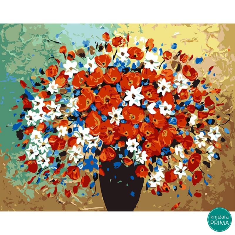 Bojenje po brojevima - Buket crveni akril 40X50 