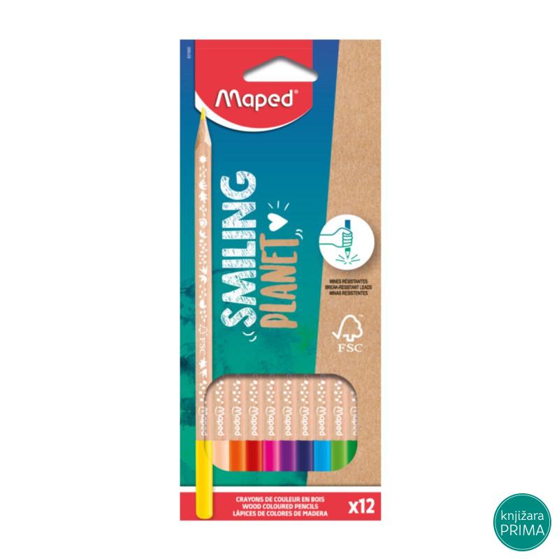 Drvene bojice 12 MAPED Smiling Planet 