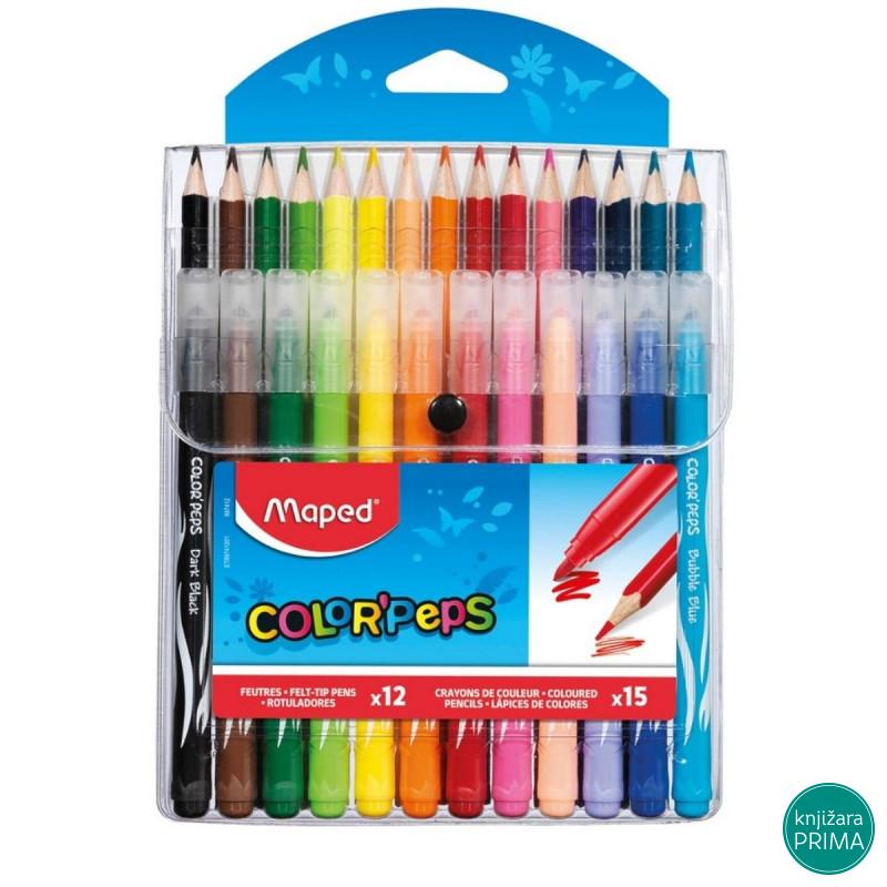 Drvene bojice 15 MAPED + 12 flomastera 