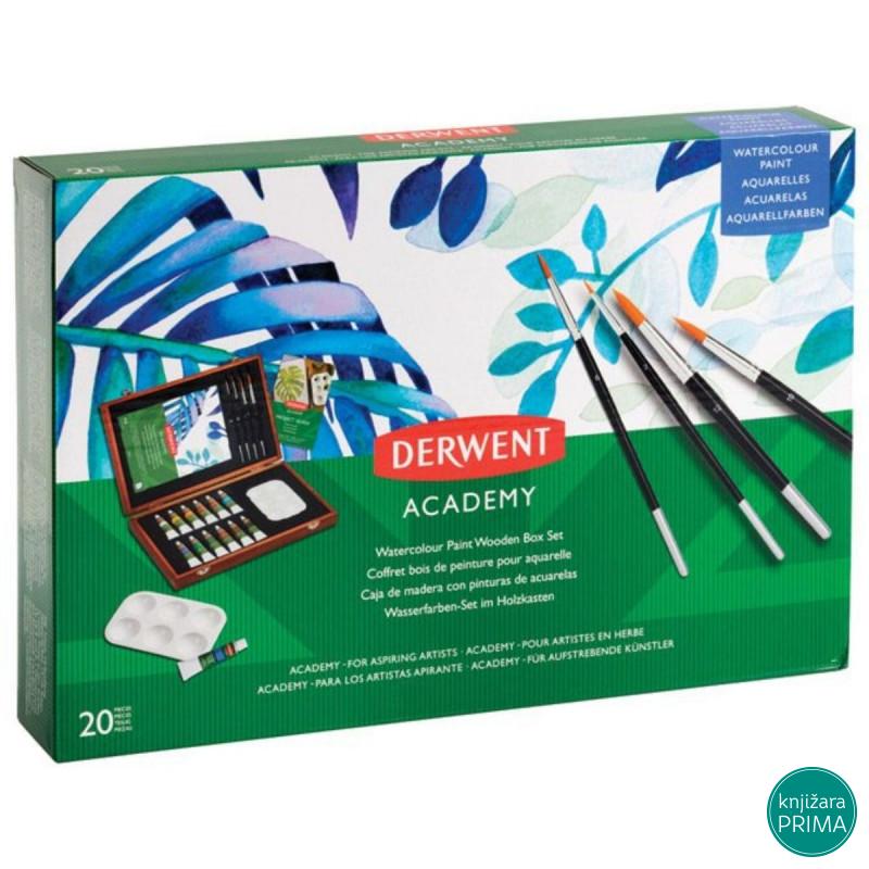 Set akvarel boja u drvenoj kutiji DERWENT ACADEMY 