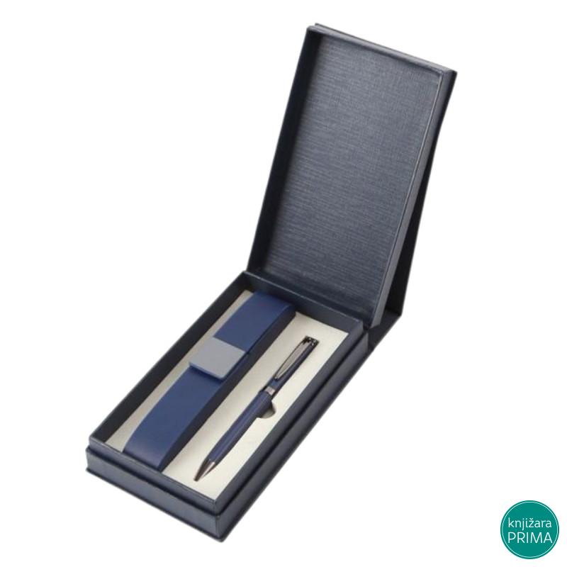 Poklon set za pisanje plavi MONET hemijska olovka i futrola 
