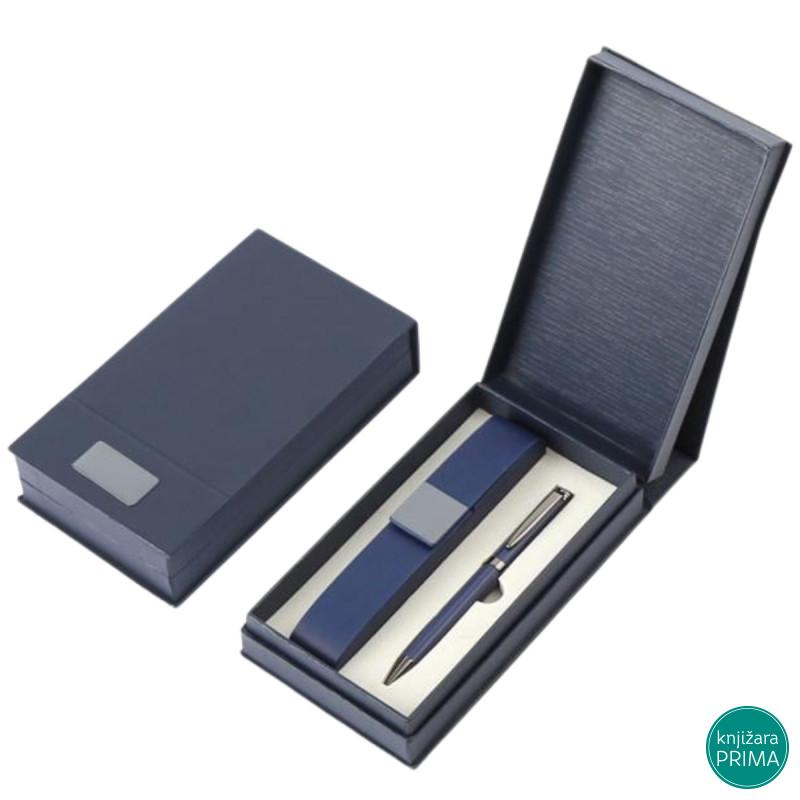 Poklon set za pisanje plavi MONET hemijska olovka i futrola 