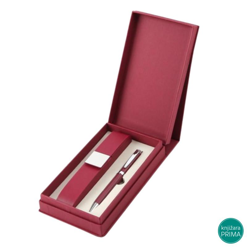 Poklon set za pisanje crveni MONET hemijska olovka i futrola 