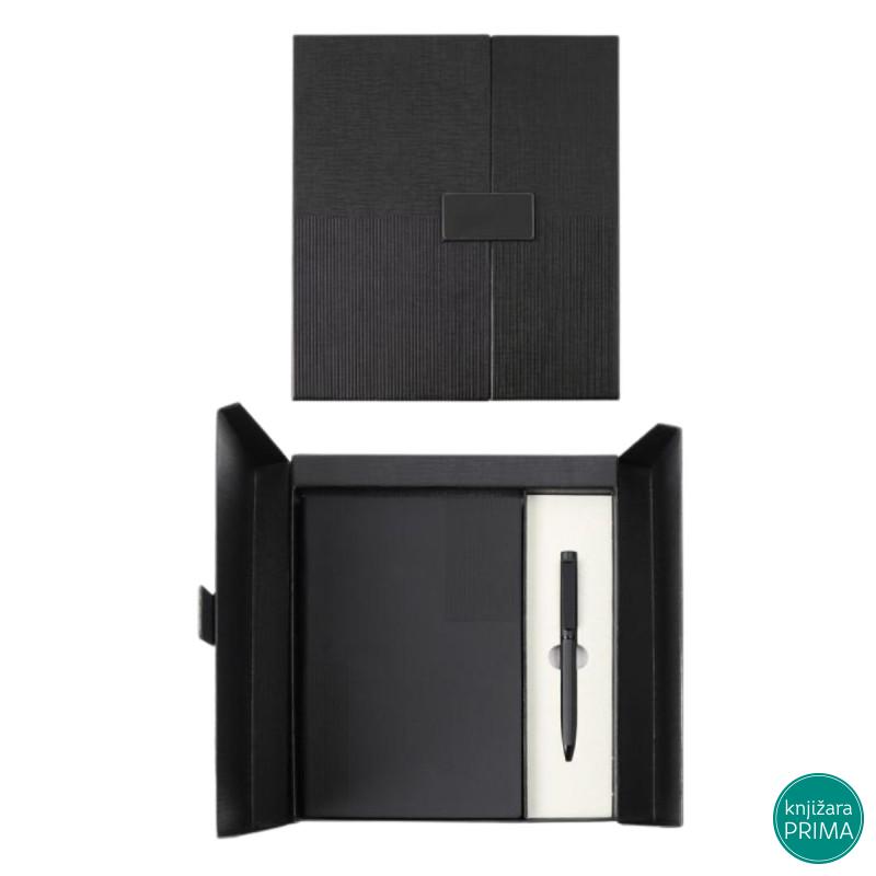 Poklon set za pisanje crni ORBIT notes i hemijska olovka 