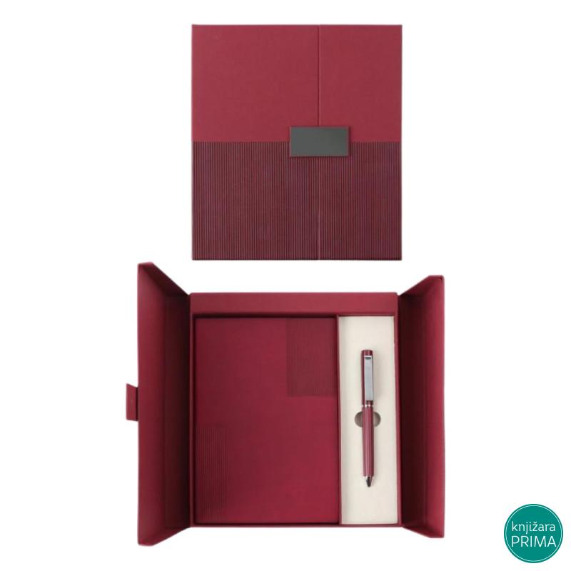 Poklon set za pisanje crveni ORBIT notes i hemijska olovka 