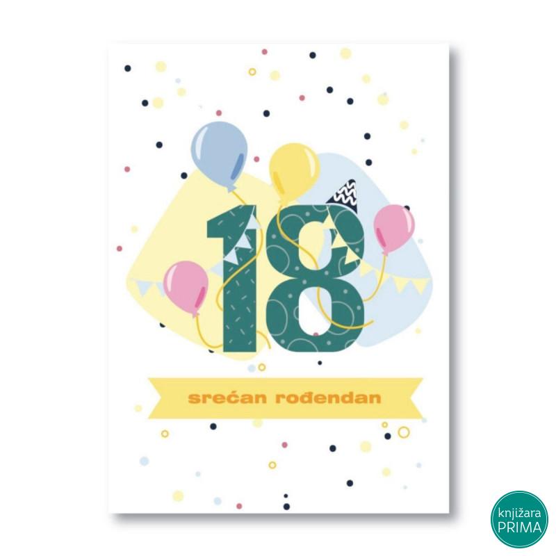 Čestitka HAPPY PRINT - 18 rođendan 