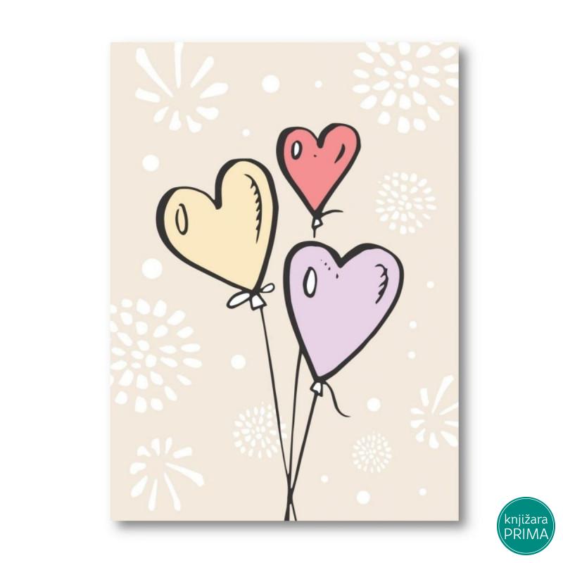 Čestitka HAPPY PRINT - Srca 