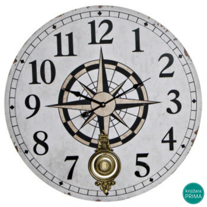 Zidni sat sa klatnom ITEM beli 