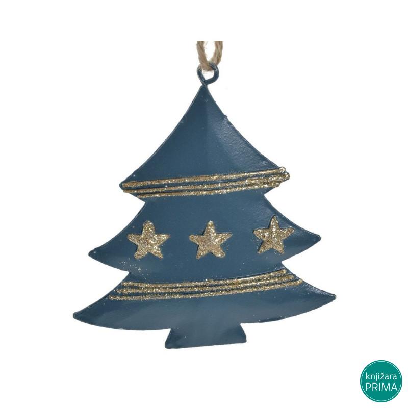 Plavi metalni ukras ITEM novogodišnja dekoracija 
