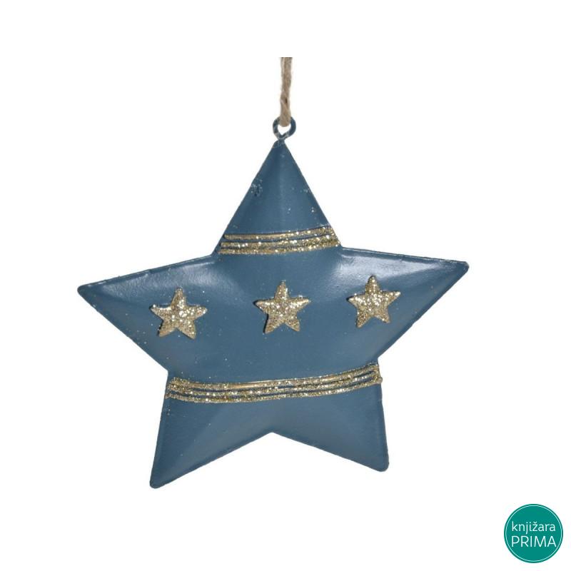 Plavi metalni ukras ITEM novogodišnja dekoracija 