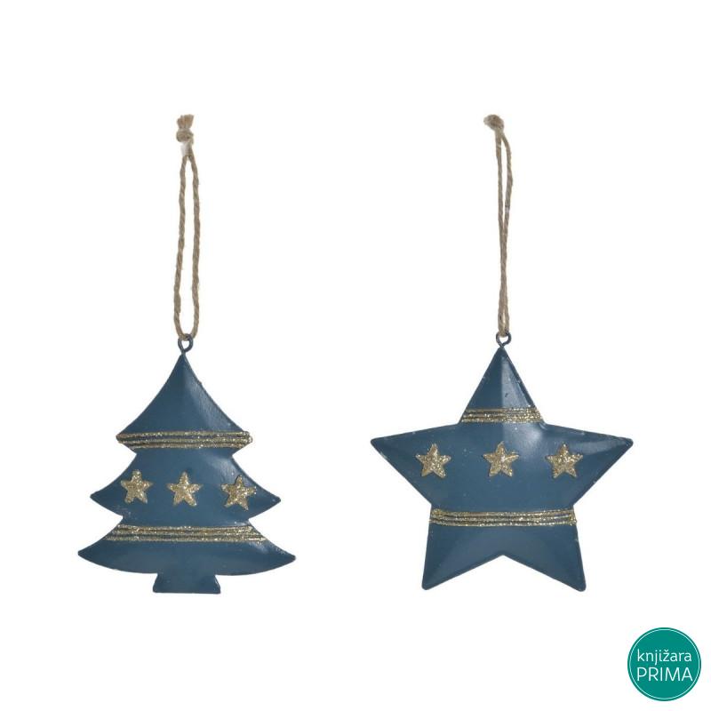 Plavi metalni ukras ITEM novogodišnja dekoracija 