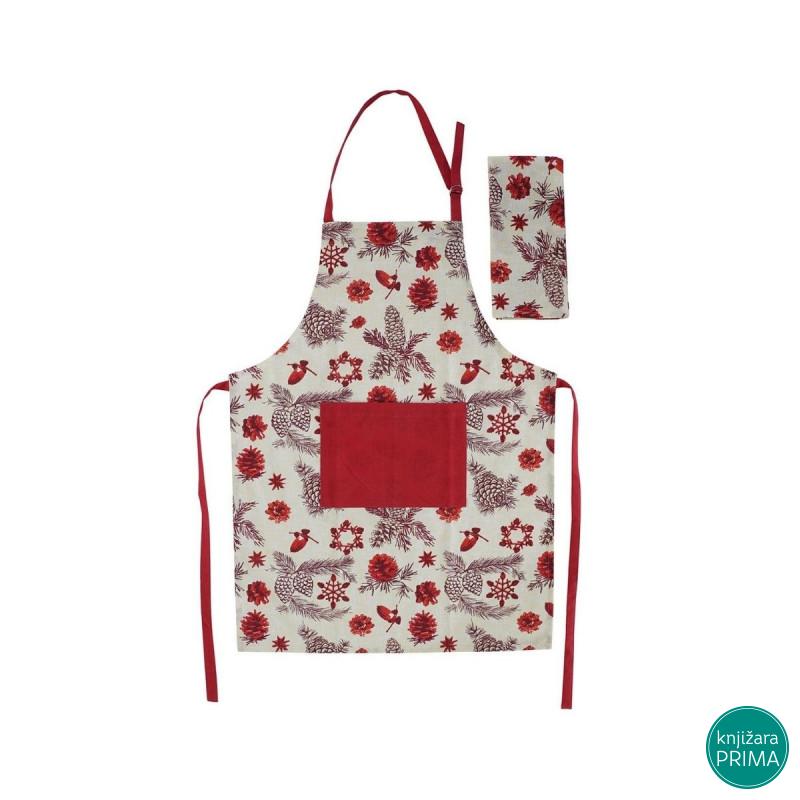 Set novogodišnja kecelja i krpa ITEM šišarke 