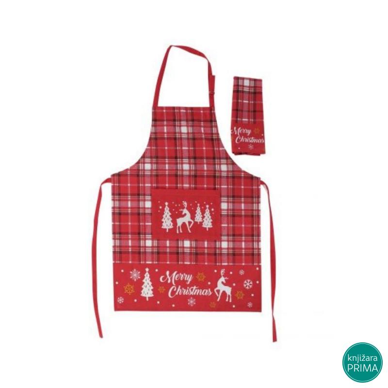 Set novogodišnja kecelja i krpa ITEM crvena 