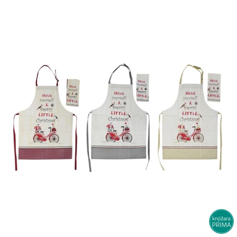 Set novogodišnja kecelja i krpa ITEM bicikl 