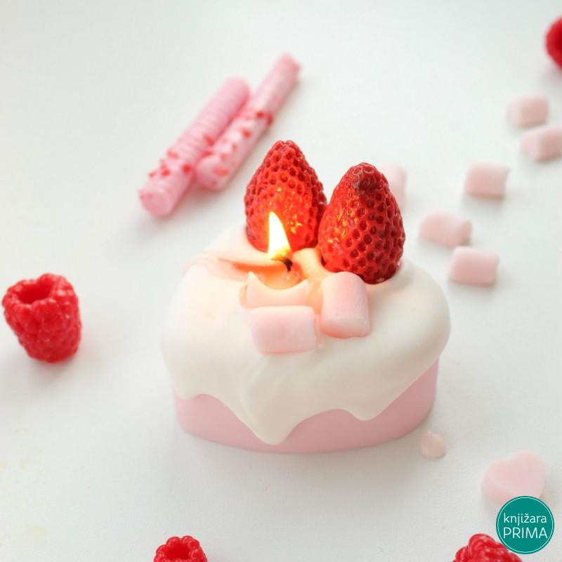 Sveća srce roze KETLIMONS Tortica set 2/1 