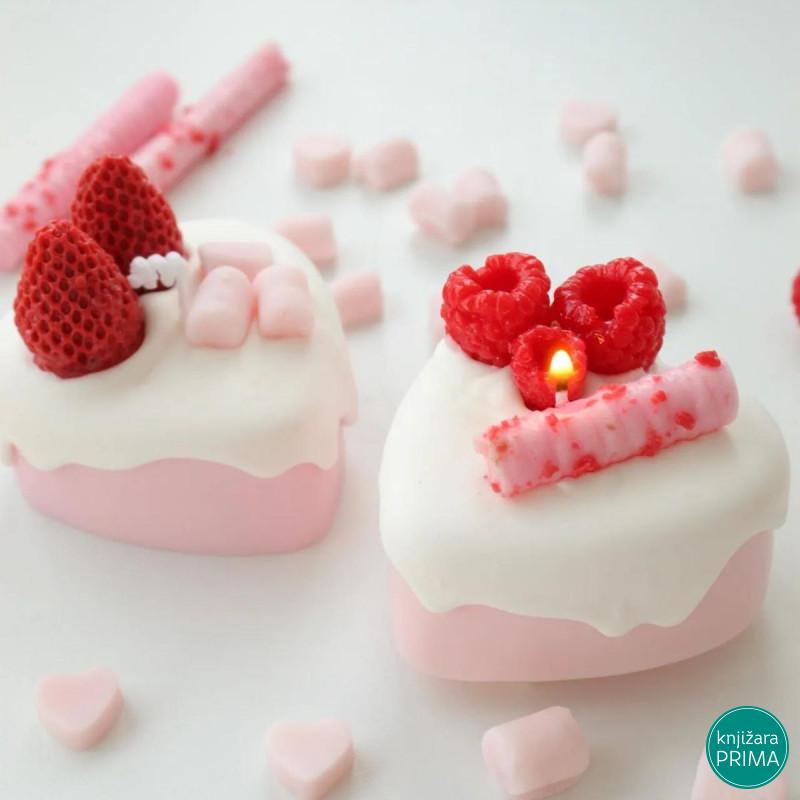 Sveća srce roze KETLIMONS Tortica set 2/1 