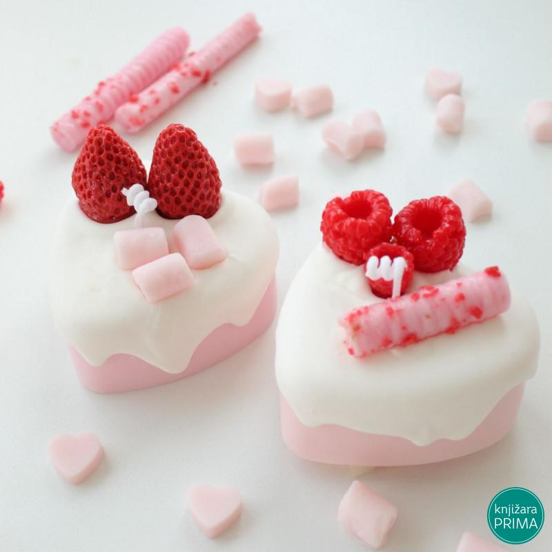 Sveća srce roze KETLIMONS Tortica set 2/1 