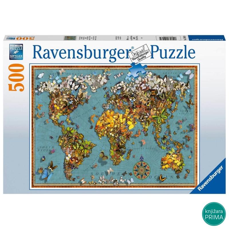 Puzzle RAVENSBURGER Mapa Sveta 500 