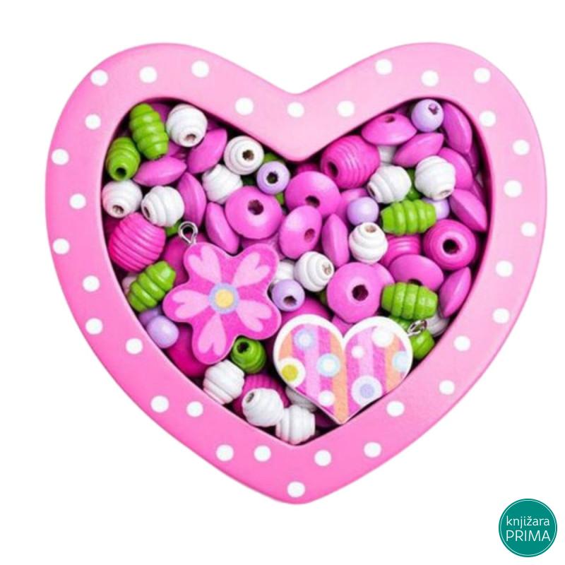 Perlice u kutiji u obliku malog roze srca WOODY 