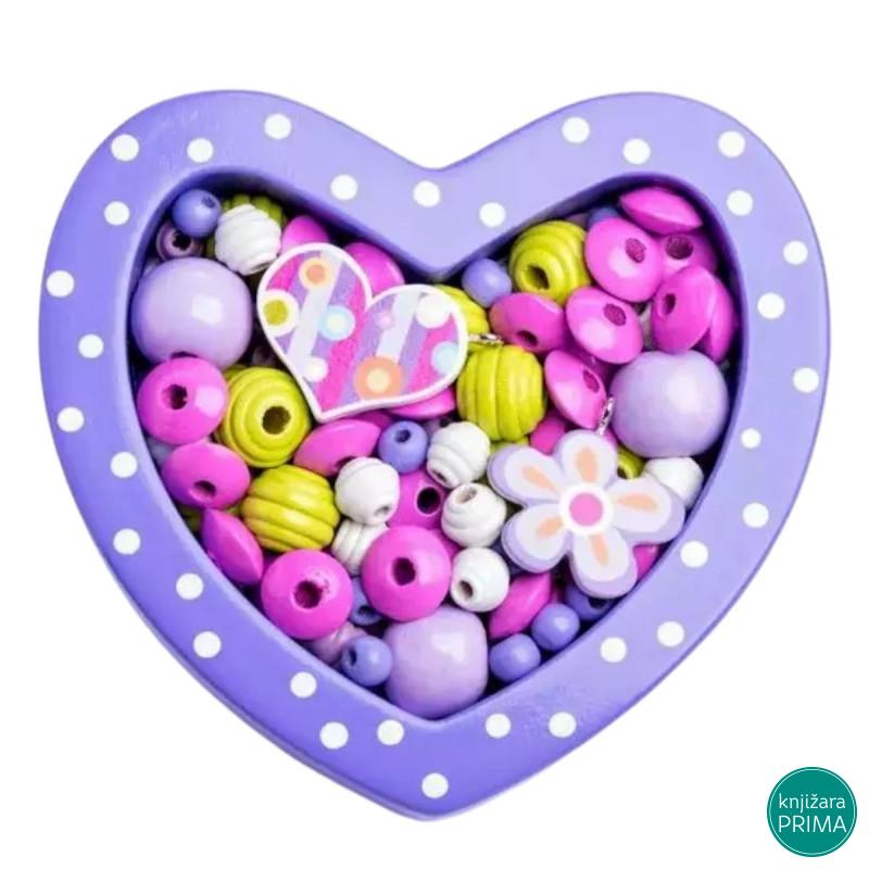 Perlice u kutiji u obliku malog ljubičastog srca WOODY 