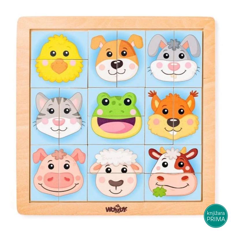 Drvene puzle glave životinja WOODY 