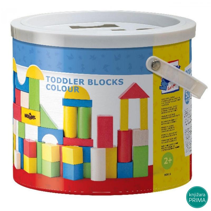 Drvene kocke u boji WOODY 50 delova 