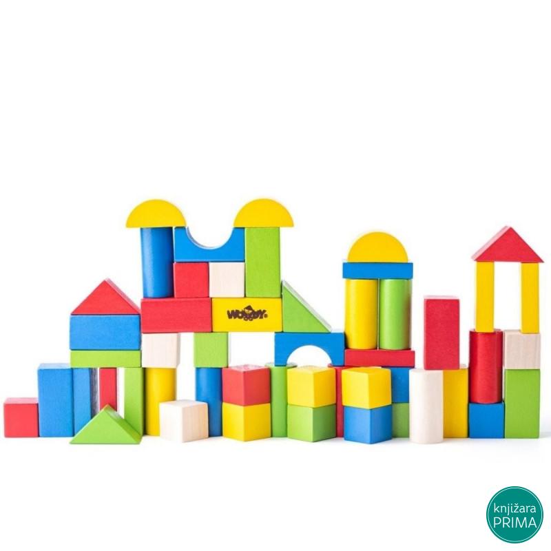 Drvene kocke u boji WOODY 50 delova 