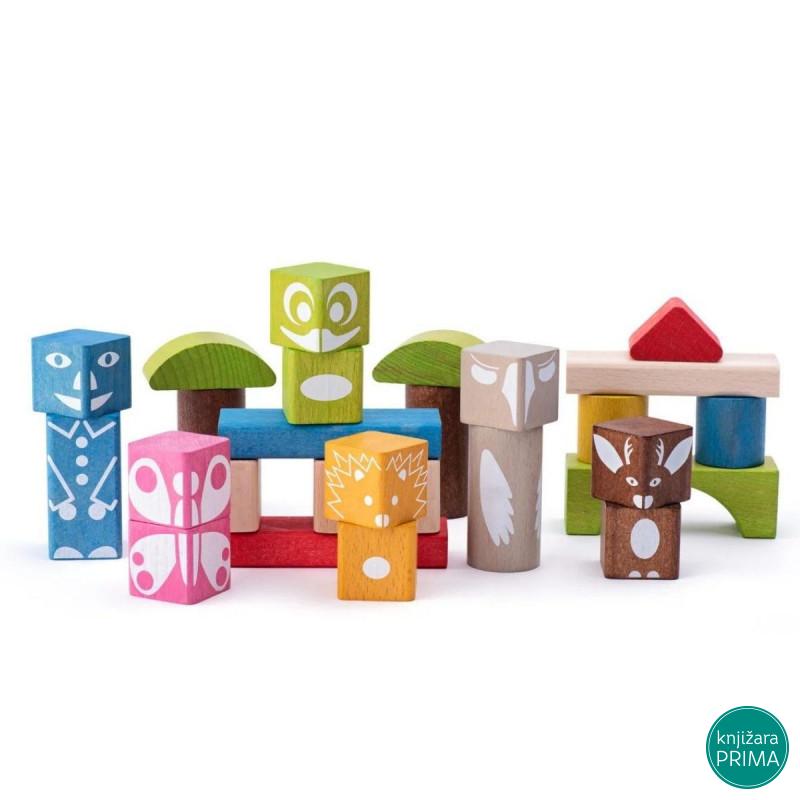 Drvene kocke u boji WOODY 26 delova 