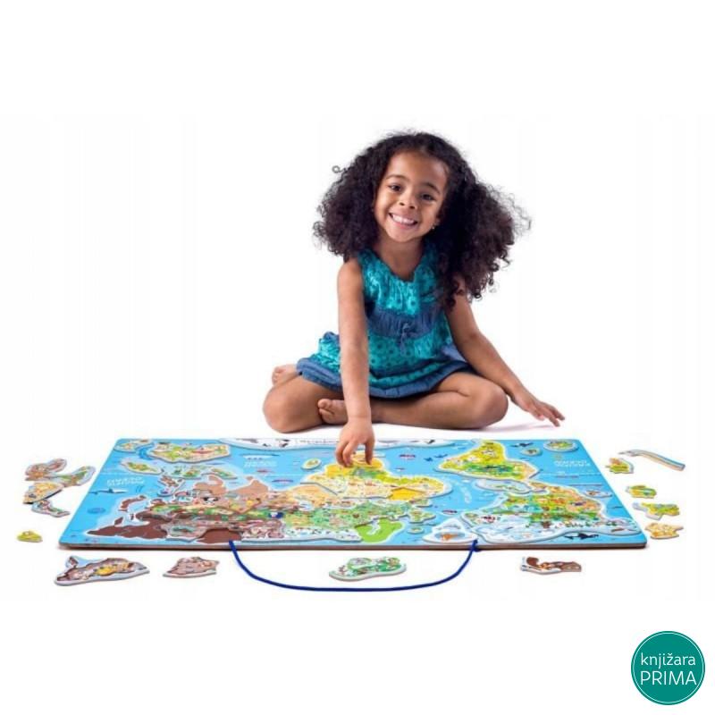 Magnetna mapa sveta WOODY 2u1 uči i igraj se 