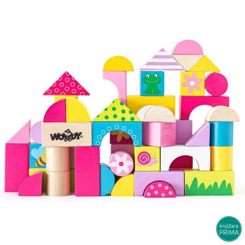 Drvene kocke WOODY 50 delova 
