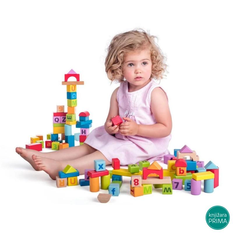 Drvene kocke WOODY slova i brojevi 