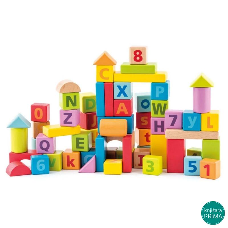 Drvene kocke WOODY slova i brojevi 