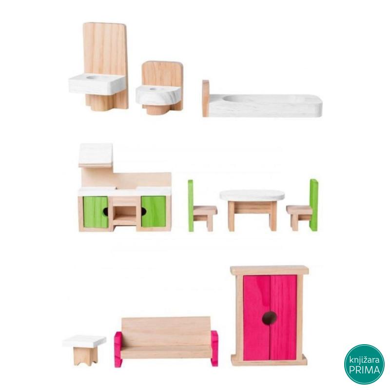 Drvena kućica WOODY sa nameštajem 