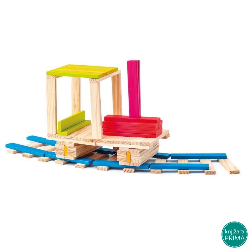 Drvene kocke WOODY 200 delova 