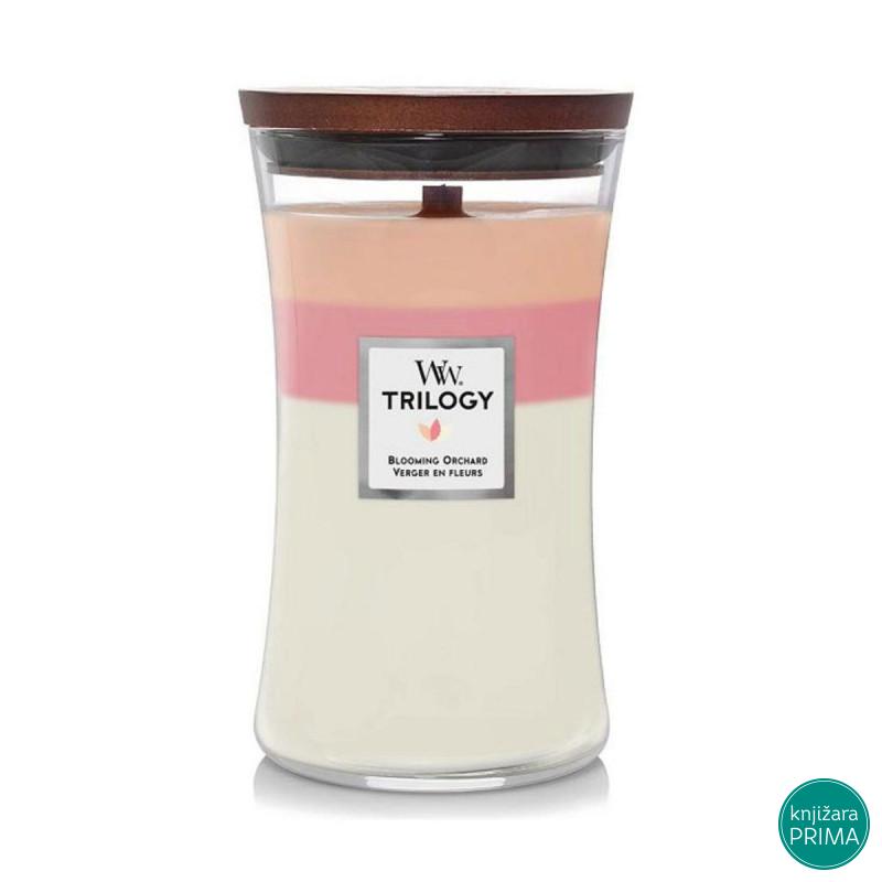 Sveća WOODWICK L Trilogy - Blooming Orchard 