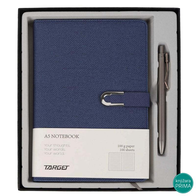 Rokovnik A5 TARGET sa kopčom i olovkom plava 28437 