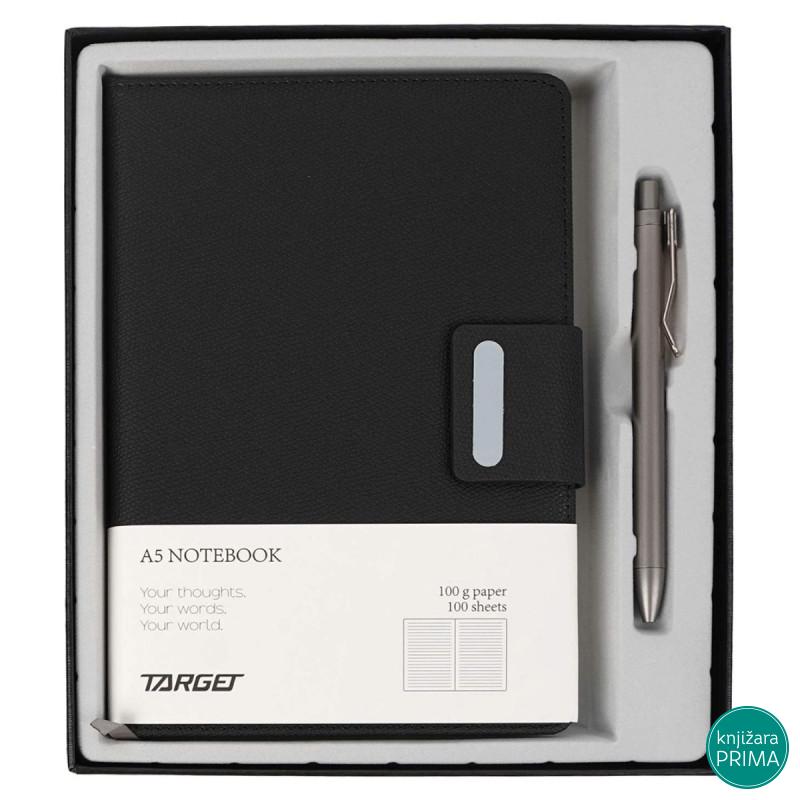 Rokovnik A5 TARGET sa kopčom i olovkom crna 28439 