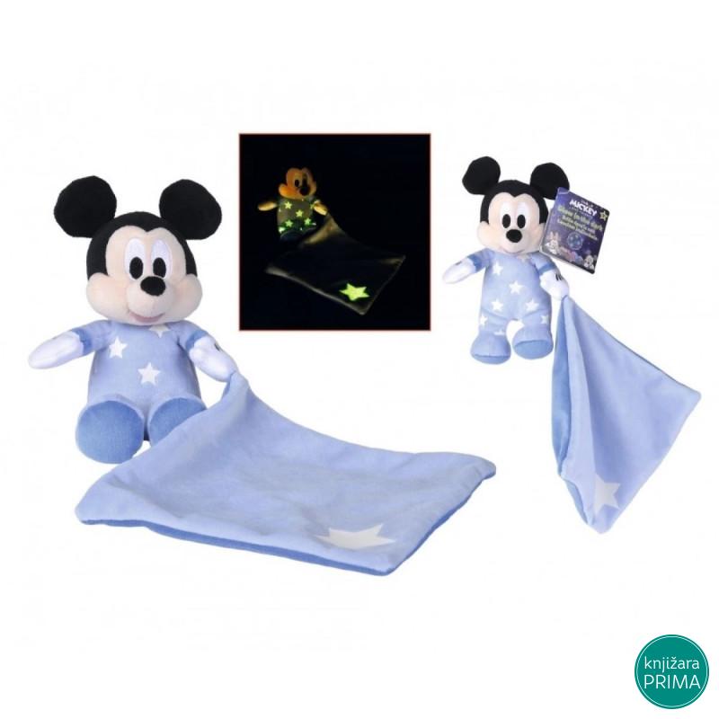 Plišana igračka DISNEY Mickey Mouse i maramica glow in the dark 