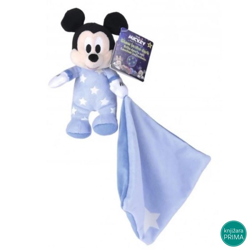 Plišana igračka DISNEY Mickey Mouse i maramica glow in the dark 