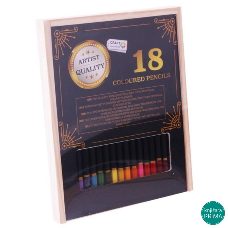 Drvene boje 18 u drvenoj kutiji 