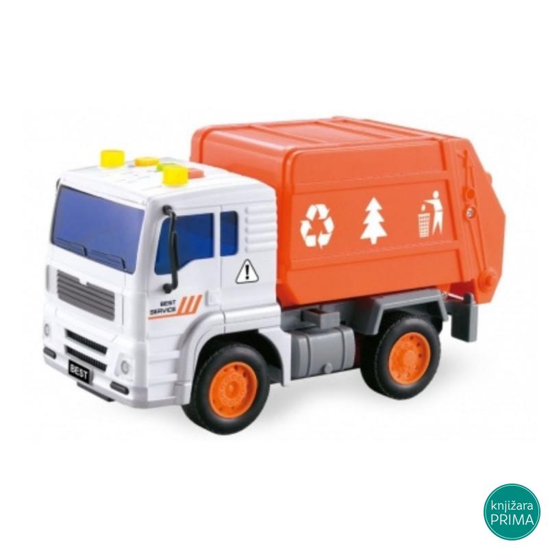Kamion đubretarac skupljač narandžasti sa zvukom i svetlom 