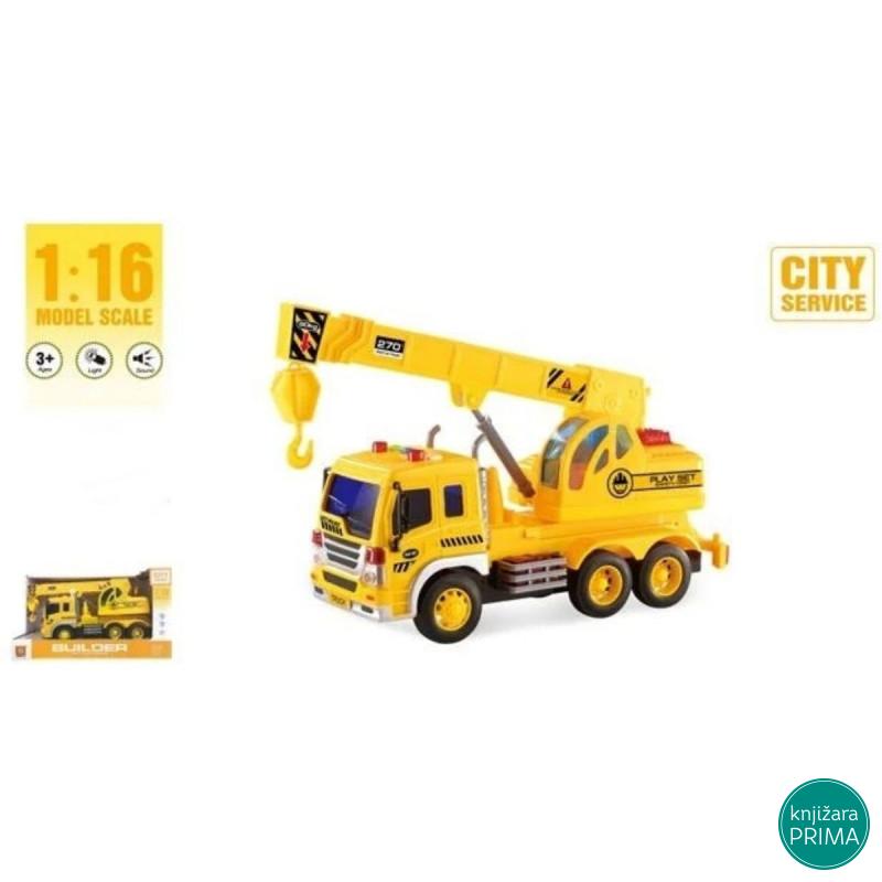 Kamion građevinski sa kranom 1:16 zvukom i svetlom 