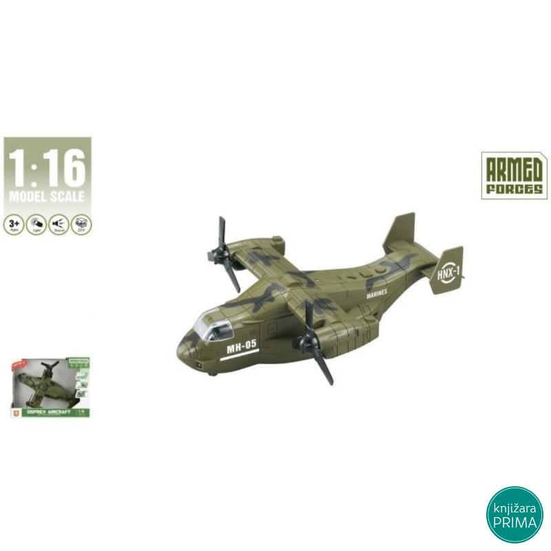 Avion 1:16 vojni maslinasti sa zvukom i svetlom 